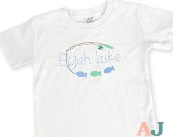 Personalized Boys Fishing Shirt, Embroidered Name, Toddler Tee