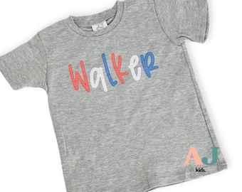 Personalized Fourth of July Kids Shirt - Custom Name Embroidered Patriotic Tee