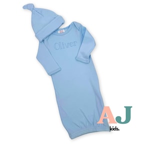 Baby boy coming home outfit, Monogrammed baby gown, Personalized Baby gift, newborn pictures