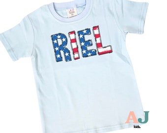 Personalized 4th of July Kids Shirt, Custom Name Patriotic Tee