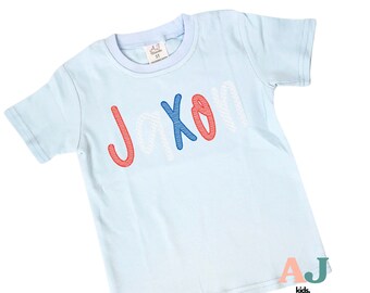 Kids 4th of July Embroidered Shirt, Personalized Patriotic Tee