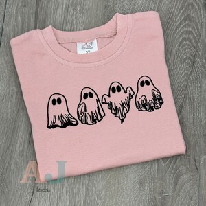 Kids Halloween Ghost Embroidered Shirt, Trendy Fall Kids Tee, Pumpkin Patch Toddler Shirt