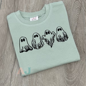 Kids Ghost Embroidered Shirt, Kids Halloween Shirt, Trendy Fall Kids Tee, Pumpkin Patch Toddler Shirt