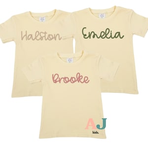 Personalized Kids Shirt with Name - Custom Embroidered Neutral Tee Girls