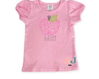 Girls Personalized Apple Embroidered Back to School Shirt
