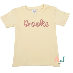 Personalized Girls Shirt with Name - Custom Embroidered Neutral Tee Girls, Earthy Colors Shirt