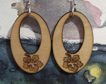 Oval Hibiscus Earrings