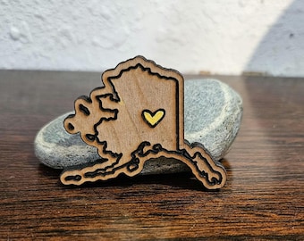 Golden Heart of Alaska Pin