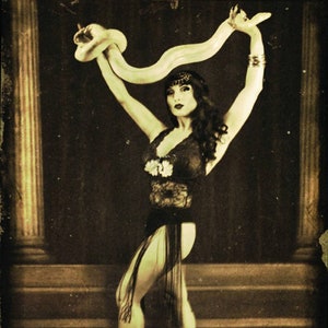 Old Vintage Antique CIRCUS SNAKE CHARMER Photo Reprint 3