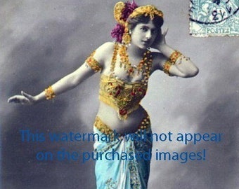 Exotic Dancing BELLY DANCER Vintage Photo Reprint