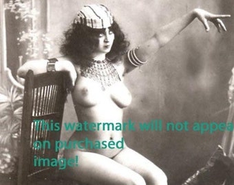 EXOTIC CURVY FRENCH Vintage Photo Reprint Mature