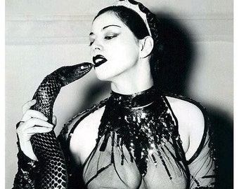 Vintage BURLESQUE Dancer Snake Charmer ZORITA B&W Foto's Foto's Portretten Wall Art Decor