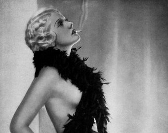 Hollywood GLAMOUR Showgirl Semi NUDE Vintage Photo Reprint