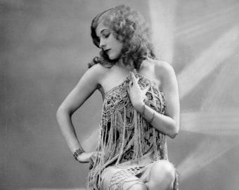 Oude vintage antieke glamoureuze FLAPPER Showgirl foto herdruk 6