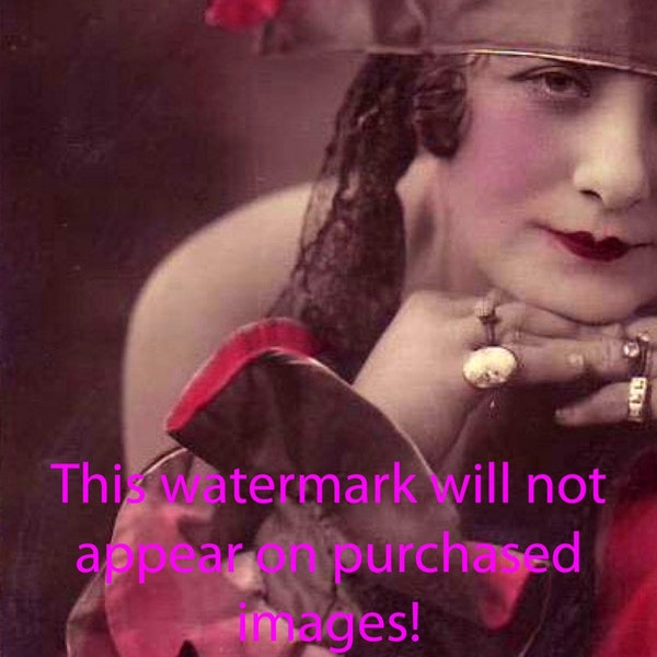 HAND TINTED FLAPPER Vintage Photo Reprint