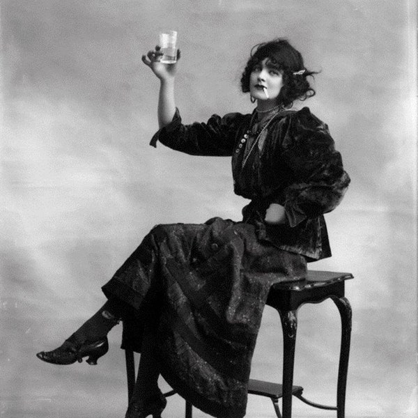 Old VINTAGE Antique 1914 SMOKING CHEERS Liquor Alcohol Prohibition Glamour Girl Photograph Reprint