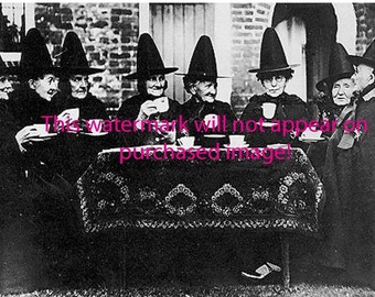 Old Vintage Antique1800s  WITCHES BREW Tea PARTY Photo Reprint