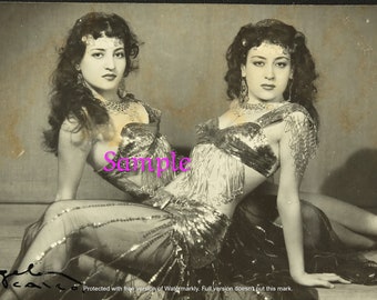 Old Classic BELLY DANCER Twin Sistrs B&W Photos Reprint Photographs Portraits Wall Art Decor