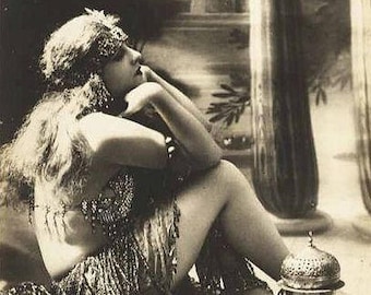 Hermoso EXÓTICO BELLY DANCER 2 Old Vintage Antique Photo Reprint