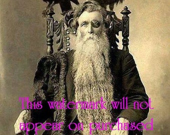 Old Vintage Antique STRANGE CREEPY Bearded Man with WREN Birds Photo Reprint
