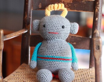 gift for boy 10 inch boy-bot baby shower gift soft plushy birthday gift stuffed robot back pocket MINI-BOT made to order ribbon tab