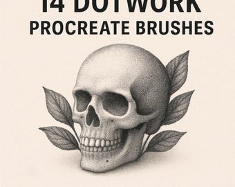 Conjunto de pincéis pontilhados para Procreate - Pacote inicial - Conjunto de pincéis para pontilhado, sombreamento, gradientes e design de tatuagem para Procreate...