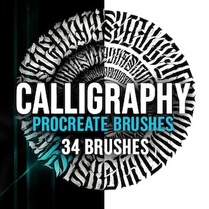 34 Calligraphy / Lettering brushes for Procreate - High Quality Brushset, outline, script, gothic, tattoo, graffiti brushes...