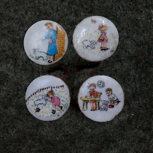 Vintage Maria en lam kinderrijmpje afbeeldingsknoppen