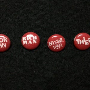 Vintage Red &#39;Rich Man, Poor Man, Beggar Man, Thief&#39; Button Set
