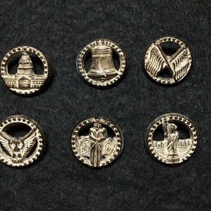 Vintage bronzen plastic &#39;Americana&#39; knopenset