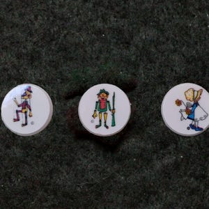 Vintage 'Holly Hobby, Marionette, and Minuteman' LaMode by Blumenthal Buttons