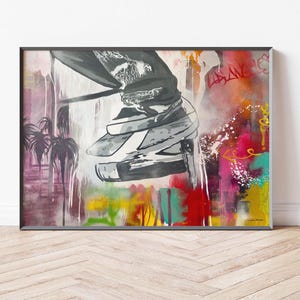 Skateboard Counterculture Wall Art. Graffiti Abstract Modern Painting. Skate Art Print. Skateboard Culture Art Print. Kids Playroom Art.