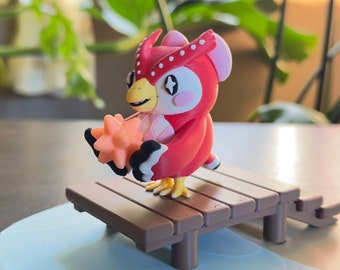 Celeste from Animal Crossing Figure with Glow-in-the-Dark Star - Beach, Water, and Dock Scene
