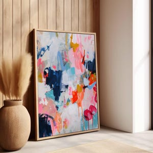 Lebendiges Poster | Pastell Farbspritzer | Abstraktes Kunstwerk im Expressionismus-Stil | Fröhliche Farben für kreative und lebendige Räume
