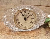 Vintage Crystal legends Clock by Godinger Mantel clock, Beautiful Vintage Cottage chic Crystal Clock Desk clock