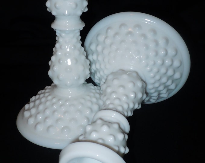 Antique Milk Glass Hobnob Candle Sticks Etsy