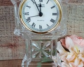 Vintage Crystal legends Clock by Godinger Mantel clock, Beautiful Vintage Cottage chic Crystal Clock Desk clock