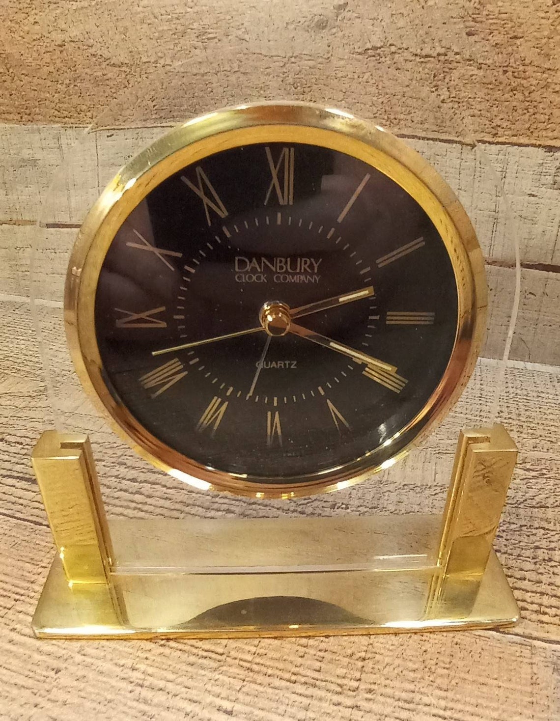 Vintage Danbury Clock Desk Glass Clock Quartz Small Clock Etsy