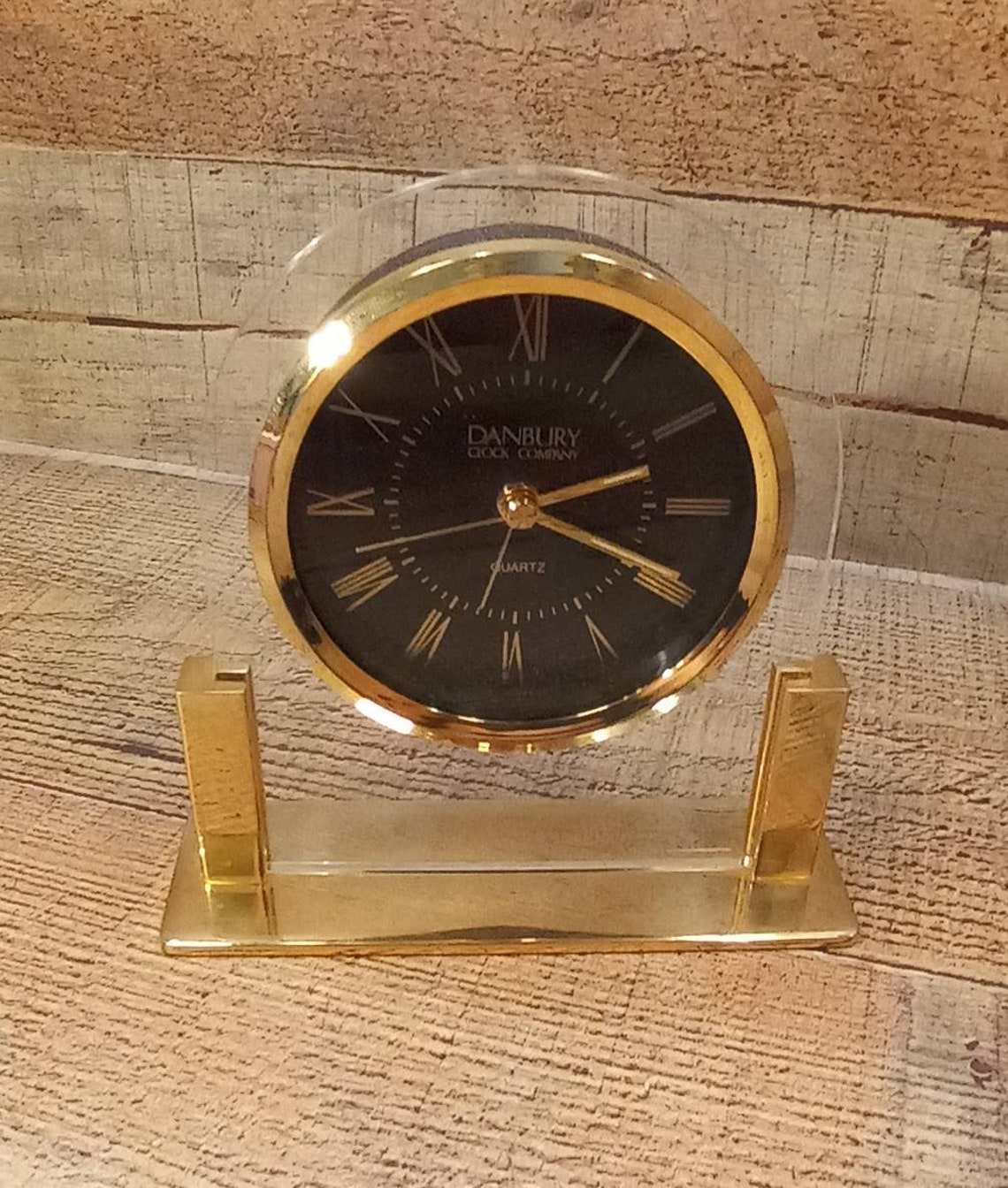 Vintage Danbury Clock Desk Glass Clock Quartz Small Clock Etsy