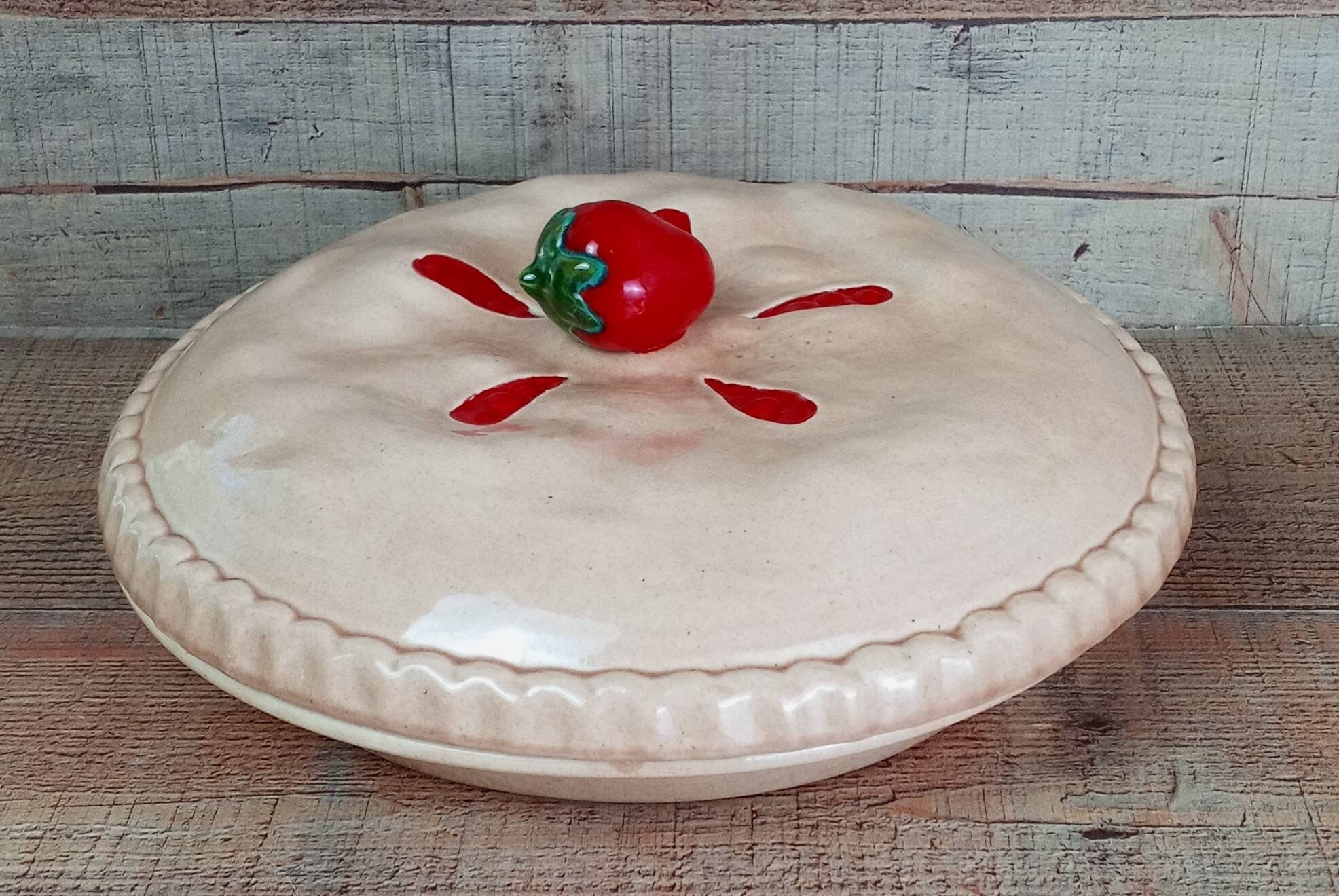 Vintage Ceramic Strawberry Pie Keeper Vintage Strawberry pie Etsy