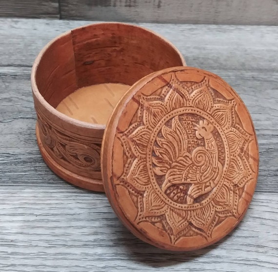 Gorgeous Handcrafted Leather Ring Box, Vintage Lea
