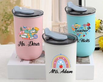 Tazza da caffè personalizzata con nome per insegnanti, regalo personalizzato con nome per insegnanti, regalo di ringraziamento per insegnanti, tazza da caffè freddo, tazze da viaggio termiche
