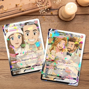 Personalized Anniversary Gift, Custom Photo Pokemon Card, Anime Wedding Card, Custom Art Card for Couple, Birthday Gift, Valentine's Day image 8