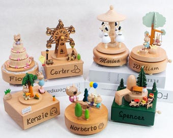 Personalized Musical Carousel, Custom Music Box for Kids, Christmas Music Box Gifts, Engraved Name Music Box, Custom Gift