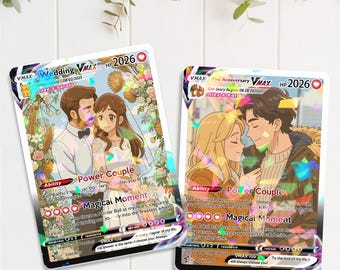 Carte d'anniversaire personnalisée, carte Pokémon photo personnalisée, carte de mariage anime, cadeau d'anniversaire, carte personnalisée pour couple, cadeau de Saint-Valentin
