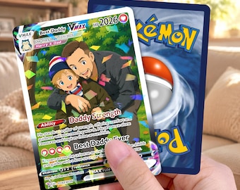 Custom Fathers Day Card, Gift For Dad, Personalized Poke Anniversary Card, Father's Day Gift, Custom Pokemon Card