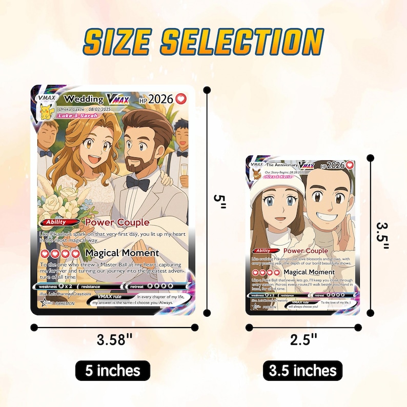 Personalized Anniversary Gift, Custom Photo Pokemon Card, Anime Wedding Card, Custom Art Card for Couple, Birthday Gift, Valentine's Day image 6