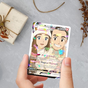 Personalized Anniversary Gift, Custom Photo Pokemon Card, Anime Wedding Card, Custom Art Card for Couple, Birthday Gift, Valentine's Day image 7
