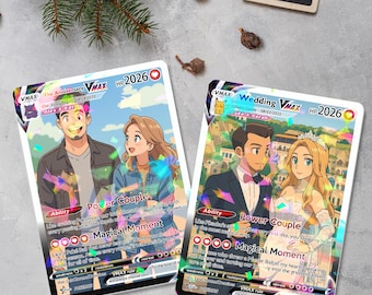 Personalized Anniversary Gift, Custom Photo Pokemon Card, Anime Wedding Card, Custom Art Card for Couple, Birthday Gift, Valentine's Day