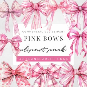 Watercolor Pink Girl Bow Clipart, Girly Clipart, Coquette Clipart, Pink Coquette Bow PNG Clipart, Commercial Use, Nursery, Instant Download